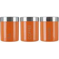 Interiors By Ph Tea, Coffee & Sugar Set, Orange Enamel, Satin Stainless Steel Lids, Orange