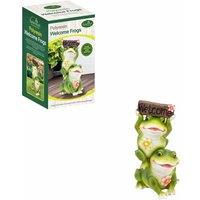 Gardenkraft Cute Couple Frog With Welcome Sign Garden Ornament - Green, Green