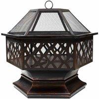 Gardenkraft Outdoor Garden Heater Bronze Firepit - Black, Black