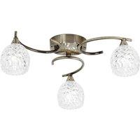 Crossland Grove Lulworth 3 Ceiling Lamp Antique Brass, Gold