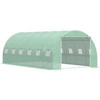 Outsunny Polytunnel Greenhouse Walk-in Flower Plant 6 x 3m - Green, Green