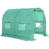 Outsunny Polytunnel 2.5 x 2 x 2m Greenhouse Grow House w/ Roll Up Door, Green