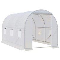 Outsunny Large Walk-in Poly Tunnel Galvanised Greenhouse Grow Tent, White
