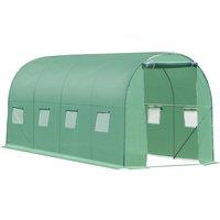 Outsunny 4 x 2m Polytunnel Walk-in Garden Greenhouse w/ Zip Door And Windows, Green