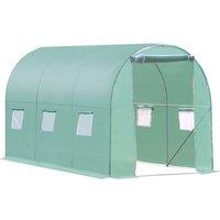 Outsunny 3 x 2m Polytunnel Walk-in Greenhouse With Zip Door And Windows, Green
