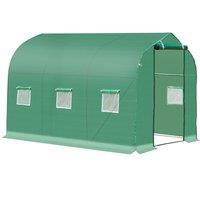 Outsunny 3 x 2m Walk In Polytunnel Greenhouse Galvanized Steel, Green
