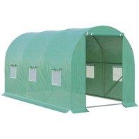 Outsunny 4 x 2m Polytunnel Walk-in Greenhouse Grow House, Green