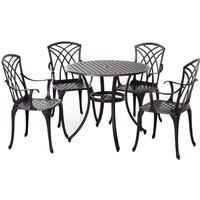 Outsunny 5pc Coffee Table Chairs Outdoor Furniture Set with Parasol Hole, Brown