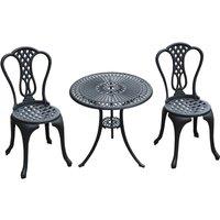 Outsunny Metal Garden Bistro Set - Black, Black