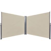 Outsunny Retractable 6x1.6m Double Side Awning Privacy Fence, Cream