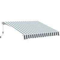 Outsunny Retractable Awning 2.5 x 2m - Green and White, Green