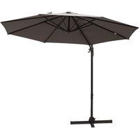 Outsunny Cantilever Tilt Parasol w/ Crank and 8 Ribs - Grey, Grey