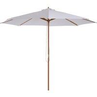 Outsunny (3M) Fir Wooden Garden Parasol Sun Shade Outdoor Umbrella Canopy Cream, Cream