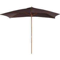 Outsunny Wooden Garden Parasol Sun Shade Patio Outdoor Umbrella Coffee, Brown