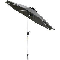 Outsunny 2.7M Garden Parasol Patio Sun Umbrella W/ Led Solar Light Grey, Grey