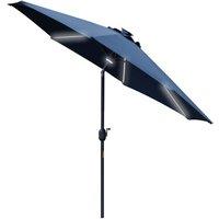 Outsunny 2.7M Garden Parasol Patio Sun Umbrella W/ LED Solar Light Blue, Blue