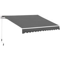 Outsunny 3.5M x 2.5M Manual Awning Canopy Retractable Sun Shade Shelter, Grey