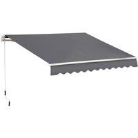 Outsunny 4x2.5M Manual Awning Window Door Sun Weather Shade W/ Handle Grey, Grey