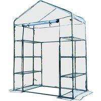 Outsunny Walk In Greenhouse Garden Clear PVC Frame Shelves Reinforced Plant Grow, Clear