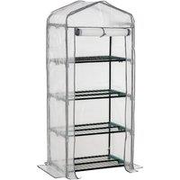 Outsunny Mini Greenhouse 4-tier Portable Plant House Shed Pe Cover White, White