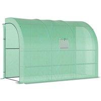 Outsunny Walk-in Tunnel Wall Greenhouse With Windows And Doors 2 Tiers, Green