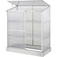 Outsunny 4x2Ft 3-tier Greenhouse Outdoor Plant Grow Aluminium Frame W/ Roof Door, Silver