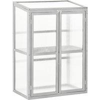 Outsunny Wood Cold Frame Greenhouse Outdoor Indoor Pc Board 76 x 47 x 110cm Grey, Grey