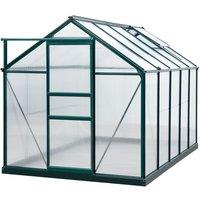 Outsunny 6x10Ft Walk-in Polycarbonate Greenhouse Plant Grow Galvanized Aluminium, Green