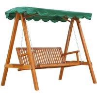Outsunny Swing Chair 3 Seater Swinging Wooden Hammock Garden Seat Outdoor Canopy - Green