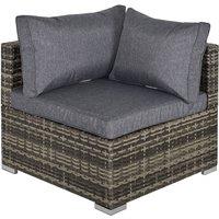 Outsunny Rattan Corner Sofa Garden Rattan Furniture Single Sofa Chair W/ Cushion, Grey