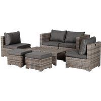 Outsunny 8Pc Outdoor Patio Furniture Set Weather Wicker Rattan Sofa Chair Grey, Grey