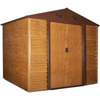 Outsunny 9 x 6Ft Garden Shed Wood Effect Tool Storage Sliding Door Wood Grain, Brown