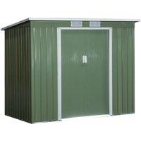 Outsunny 7 x 4Ft Metal Garden Storage Shed W/Foundation Double Door and Window, Green