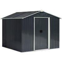 Outsunny 8 x 6Ft Garden Storage Shed With Double Sliding Door Outdoor Grey, Grey
