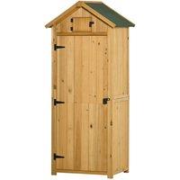 Outsunny Wooden Garden Shed Hut Style Outdoor Tool Storage Box 77 x 54 x 179cm, Brown