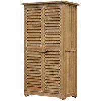 Outsunny Wooden Garden Storage Shed 3-tier Shelves Tool Cabinet W/ Asphalt Roof, Brown