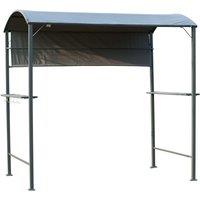 Outsunny 7Ft Outdoor Double-tier Bbq Grill Canopy Gazebo W/ 2 Shelf 5 Hooks, Black