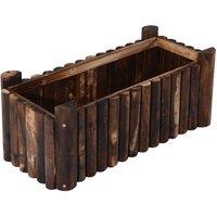 Outsunny Raised Flower Bed Wooden Rectangular Planter Box, Brown