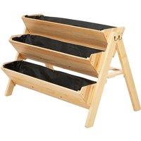 Outsunny 3 Tier Wooden Garden Raised Bed Plant Bed With Clapboard And Hooks, Brown