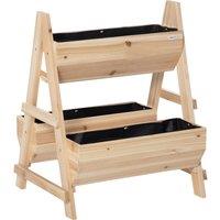 Outsunny Raised Garden Bed Wood Planter Box With Stand For Vegetables Flowers, Brown