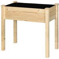 Outsunny Garden Wooden Planter Flower Raised Bed Herb Grow Box Container, Brown