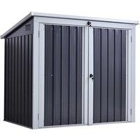 Outsunny 2-bin Corrugated Steel Rubbish Storage Shed W/ Locking Doors Lid Unit, Black