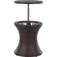 Outsunny Rattan Ice Bucket Activity Bar Cooler Table Beer Brown Outdoor Patio, Brown