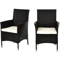 Outsunny 2Pc Outdoor Rattan Armchair Wicker Dining Chair Set For Garden Coffee, Brown