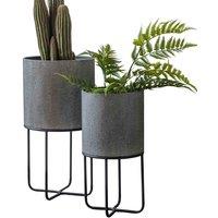 Crossland Grove Brixton Metal Planter Set Of 2 Grey 300x580Mm, Grey