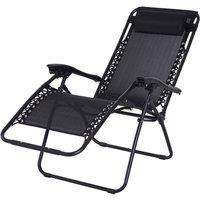 Outsunny Zero Gravity Lounger w/ Head Pillow - Black, Black