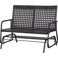 Outsunny 2 Seater Wicker Glider Bench, Black