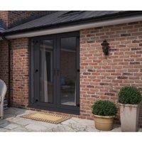 ATT Fabrications Limited Model 4 French Door dual Handle & X1 Narrow Sidelite - Grey Grey - Lh Master Open Out - 1490Mm X 2090Mm - including Cill & Vent , Grey