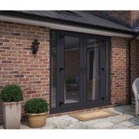 ATT Fabrications Limited Model 4 French Door dual Handle & X2 Narrow Sidelites - Grey Grey - Lh Master Open Out - 1790Mm X 2090Mm - including Cill & Vent , Grey