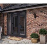 ATT Fabrications Limited Model 5 French Door dual Handle & X1 Wide Sidelite - Grey White - Lh Master Open Out - 2090Mm X 2090Mm - including Cill & Vent , Grey